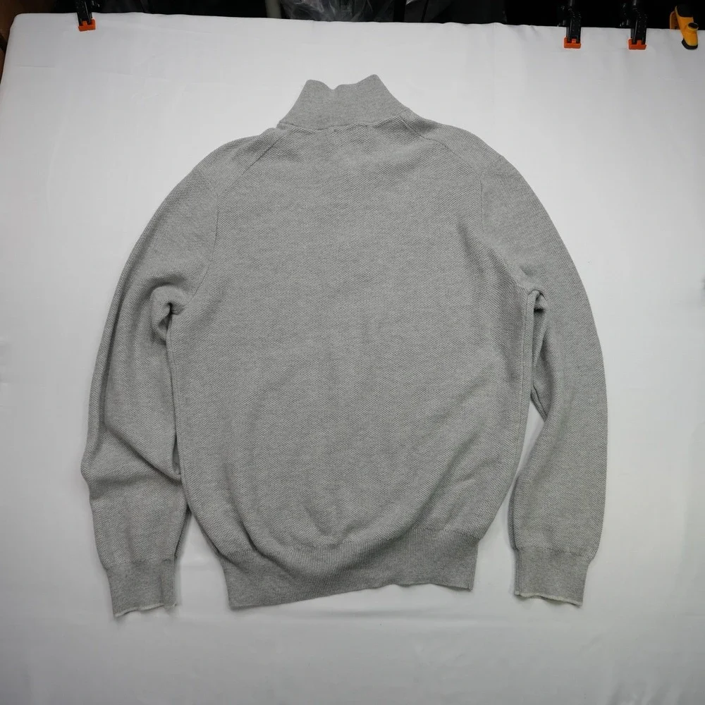 Polo Ralph Lauren Sweater Men's Large Gray long sleeve 1/4 zip preppy Pima Cottn